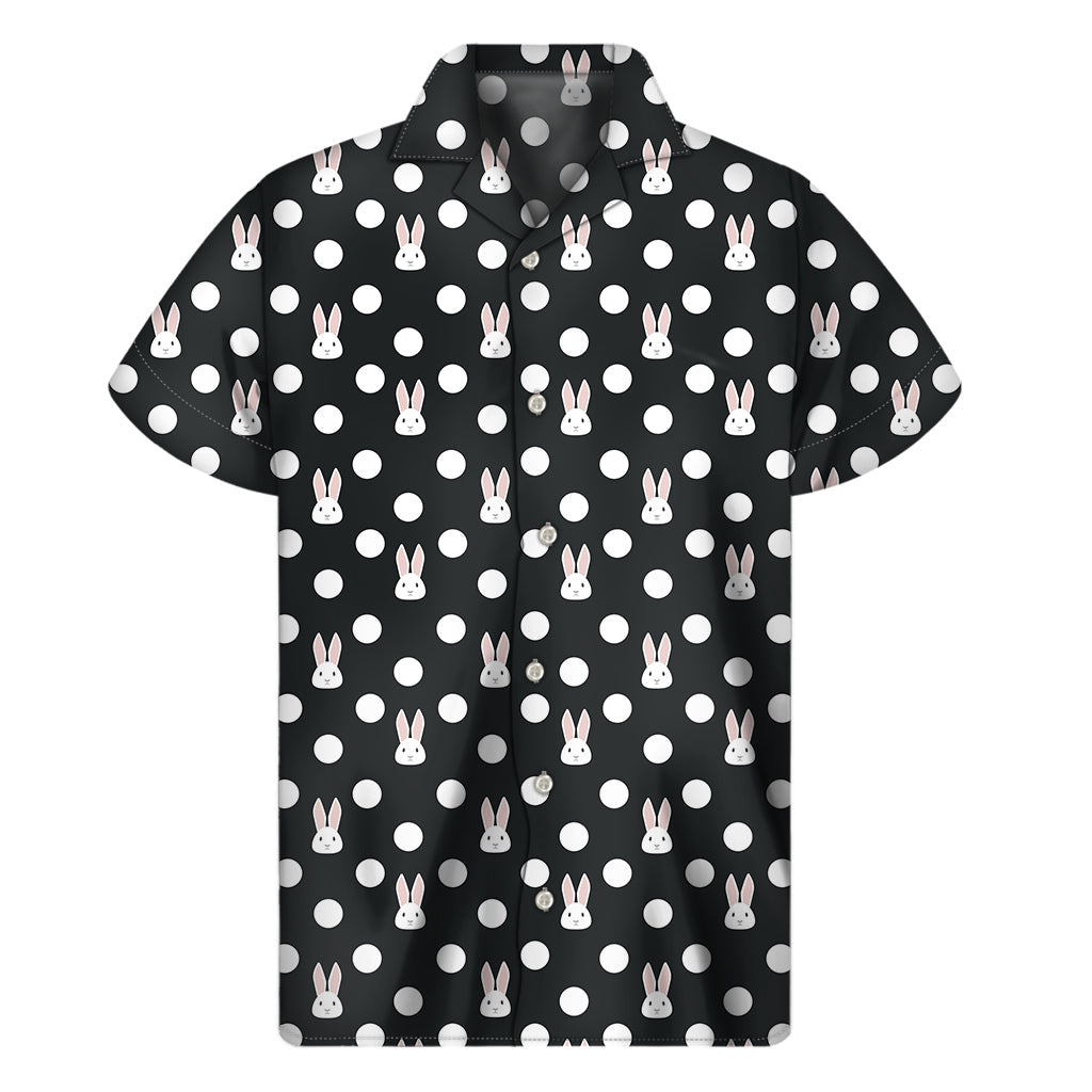 Polka Dot Rabbit Pattern Print Men’S Short Sleeve Shirt