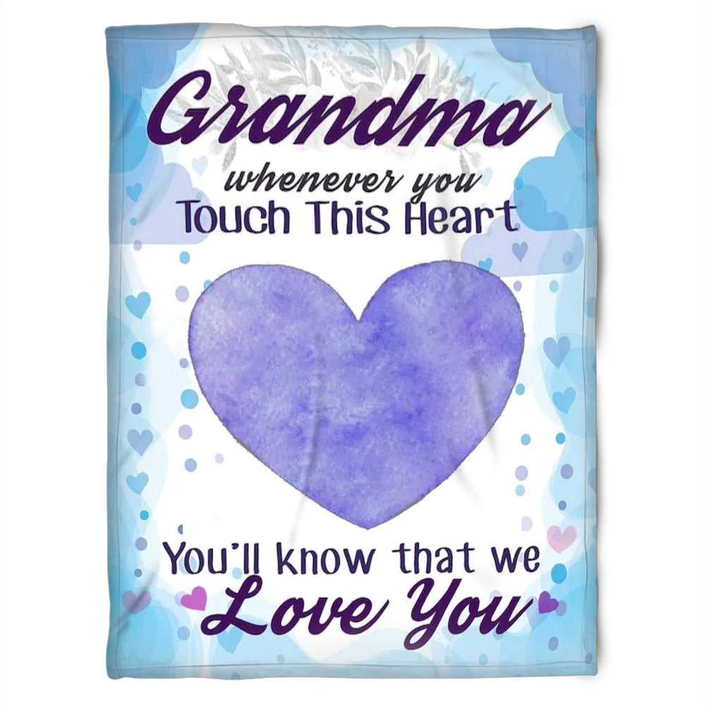 To My Grandma Whenever You Touch This Heart Love You Fleece Blanket Gift For Grandparents Gift From Granddaughter Gift For Grandson Home Decor Bedding Couch Sofa Soft And Comfy Cozy