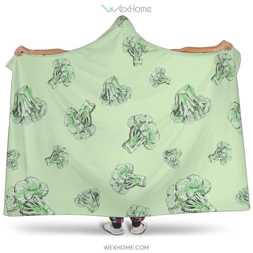 Broccoli Sketch Pattern Hooded Blanket