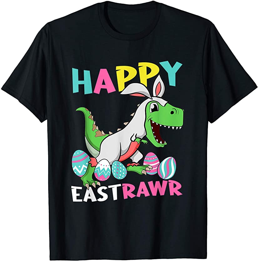 Toddler Boy Happy Eastrawr T Rex Dinosaur Easter Bunny Egg T-Shirt