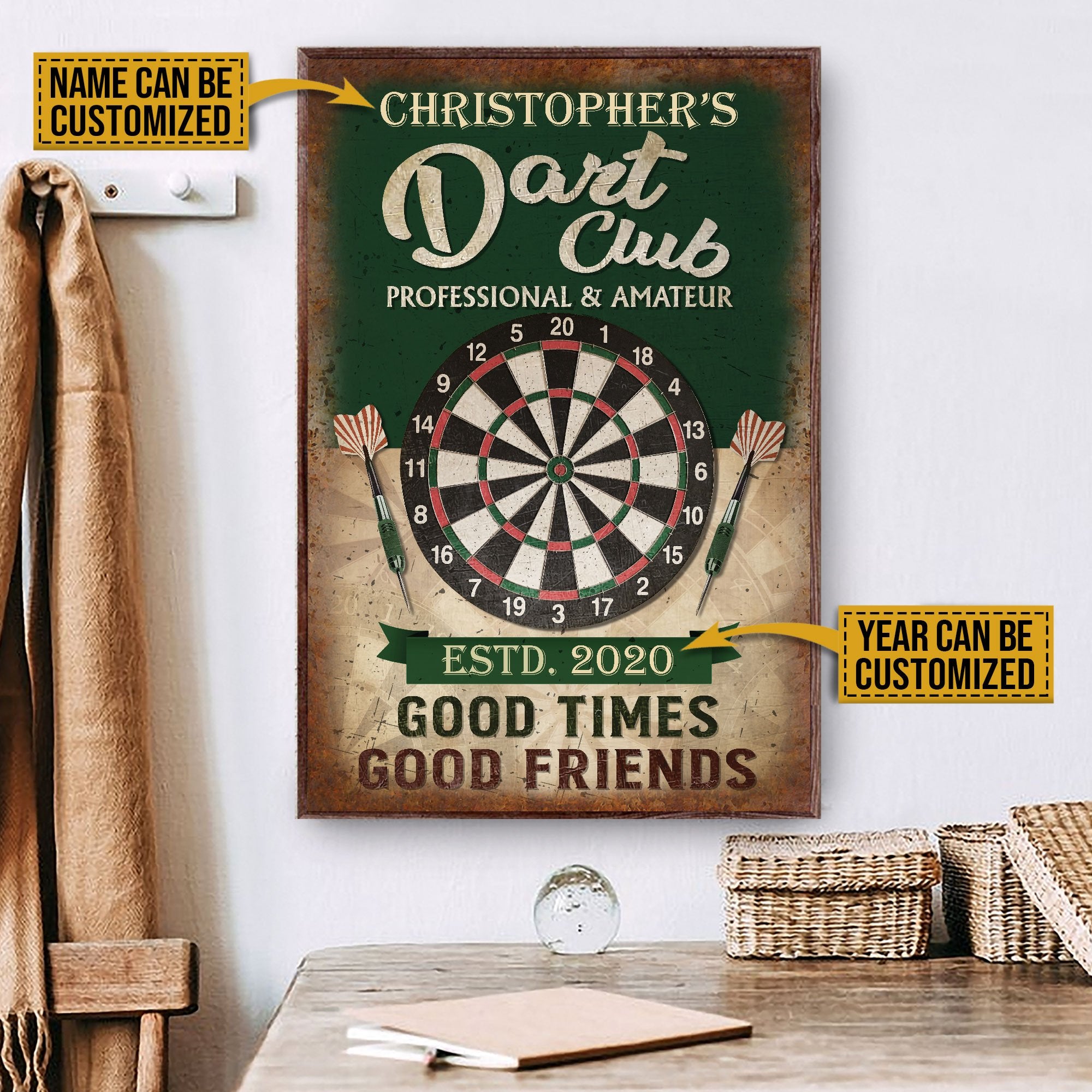 Aeticon Gifts Personalized Darts Professional Amature Canvas Mom Dad Gift Home Decor