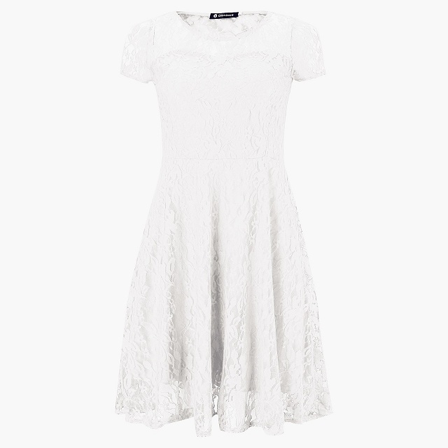 Sexy Women Floral Lace Dress Round Neck Short Sleeve Vintage Lace A-line Dress Patchwork Slim Pleated Swing Cocktail Party Dress alx