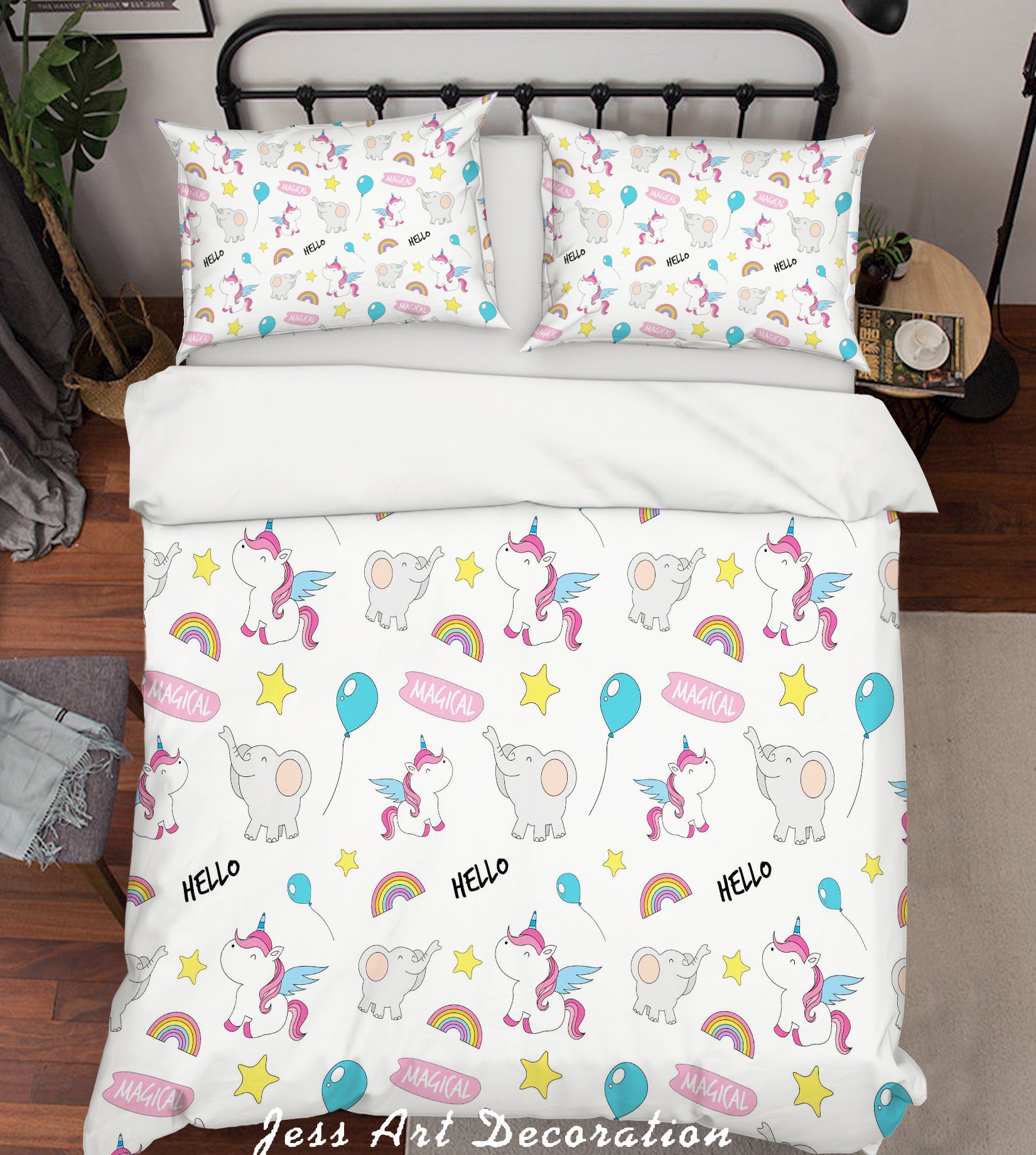 3D Cartoon Unicorn Elephant Quilt Cover Set Bedding Set Pillowcases 12