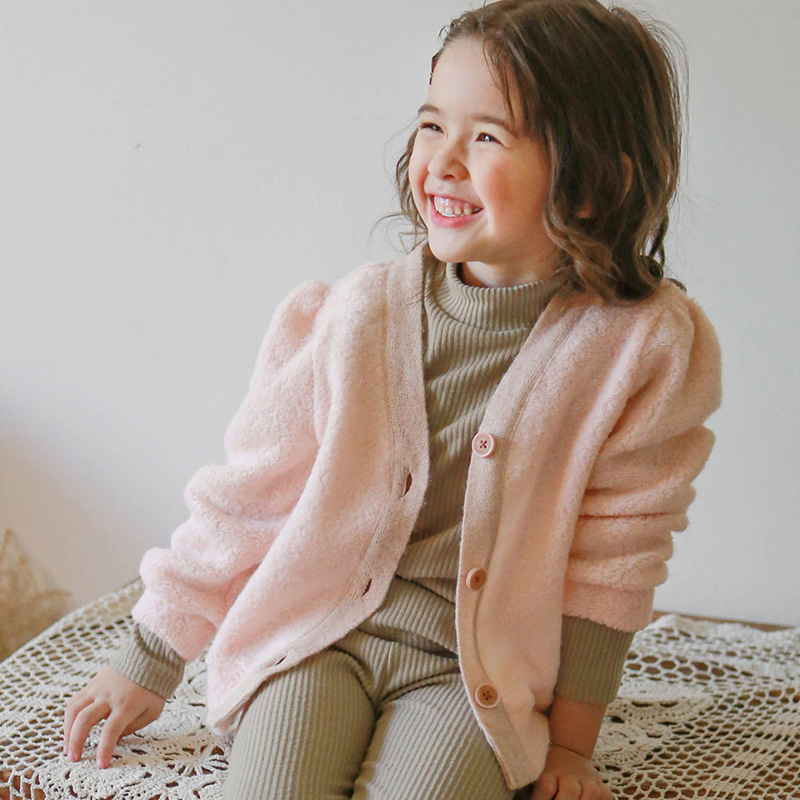 2022 Winter New Light Luxury Fashion Korean Kids Clothing Comfortable Casual Knitted Cardigan Versatile Jacket Boutique Clothing alx