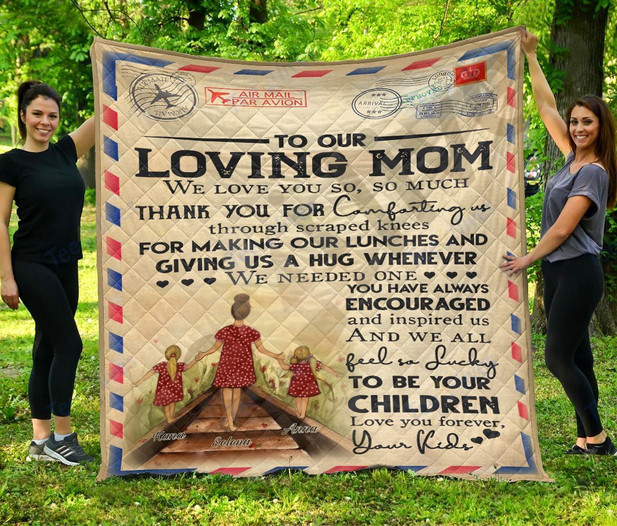 Personalized Gift For Mom Custom Blanket To Our Loving Mom - Mothers Day Gift - Quilt Blanket