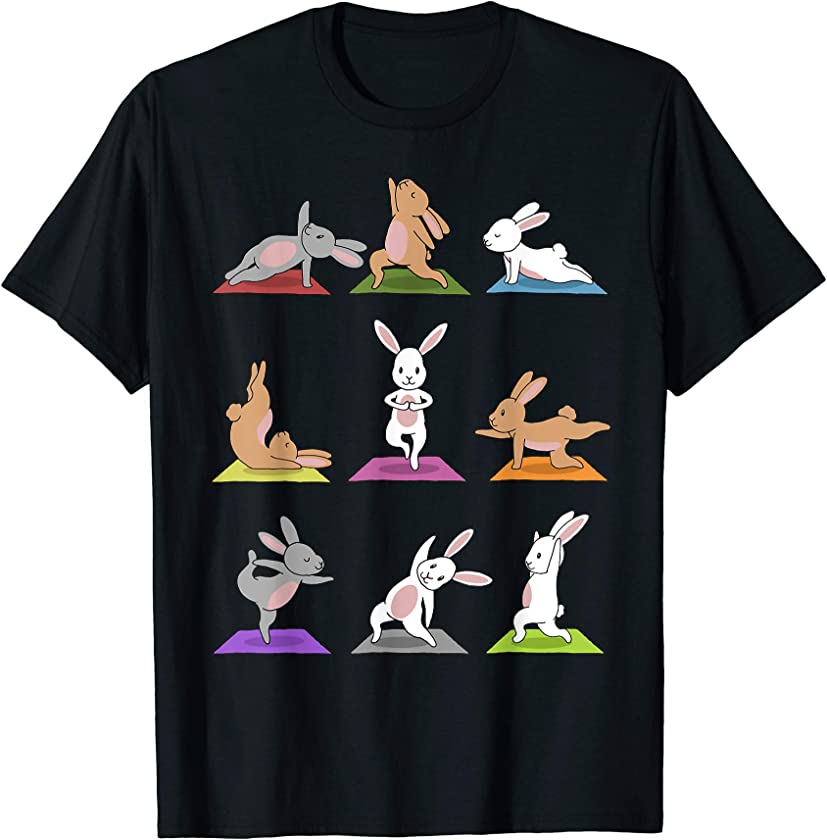 Bunny Yoga Funny Rabbits In Yoga Poses On Meditation Mats T-Shirt