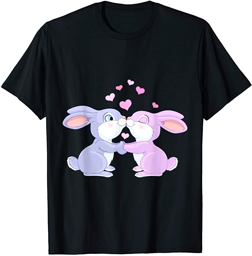 Cute Kissing Bunnies Rabbit Eggs Easter Day Men Women Boys T-Shirt