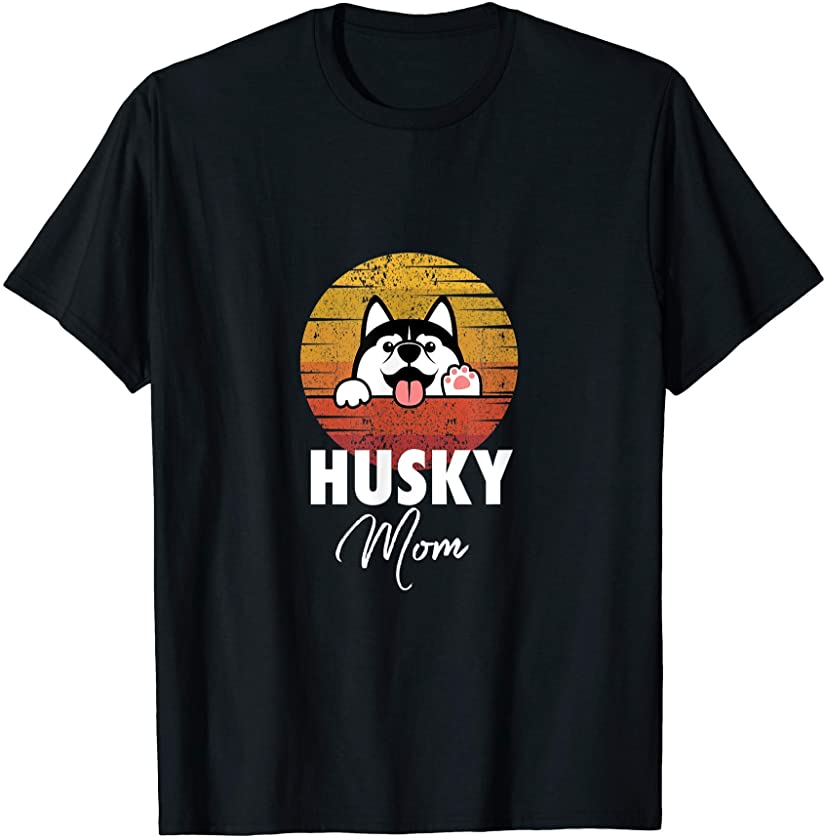 Retro Husky Mom Husky Gift Dog Puppy T-Shirt