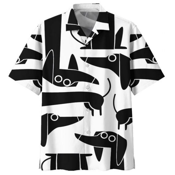 Dog Lover Gift Dachshund Black And White Tropical Shirt Hawaii For Mens Nhd Ha96419