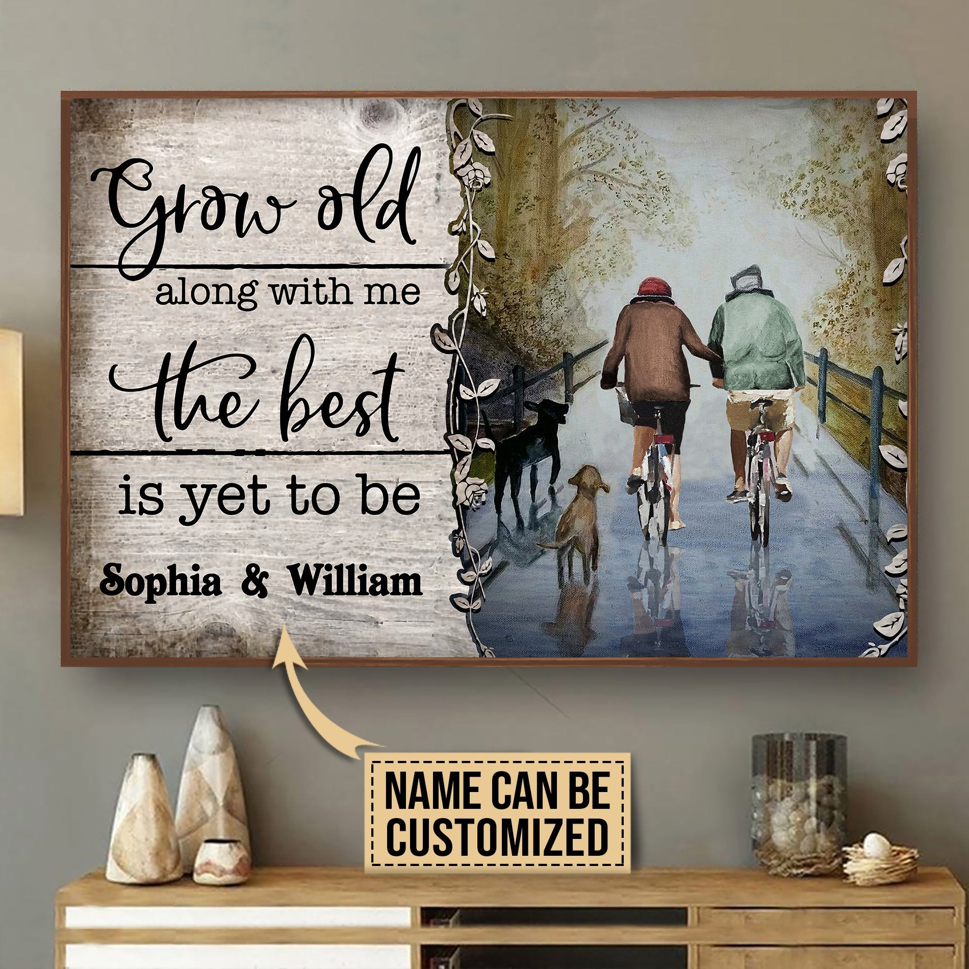 Aeticon Gifts Personalized Cycling Grow Old Along With Me Canvas Mom Dad Gift Home Decor