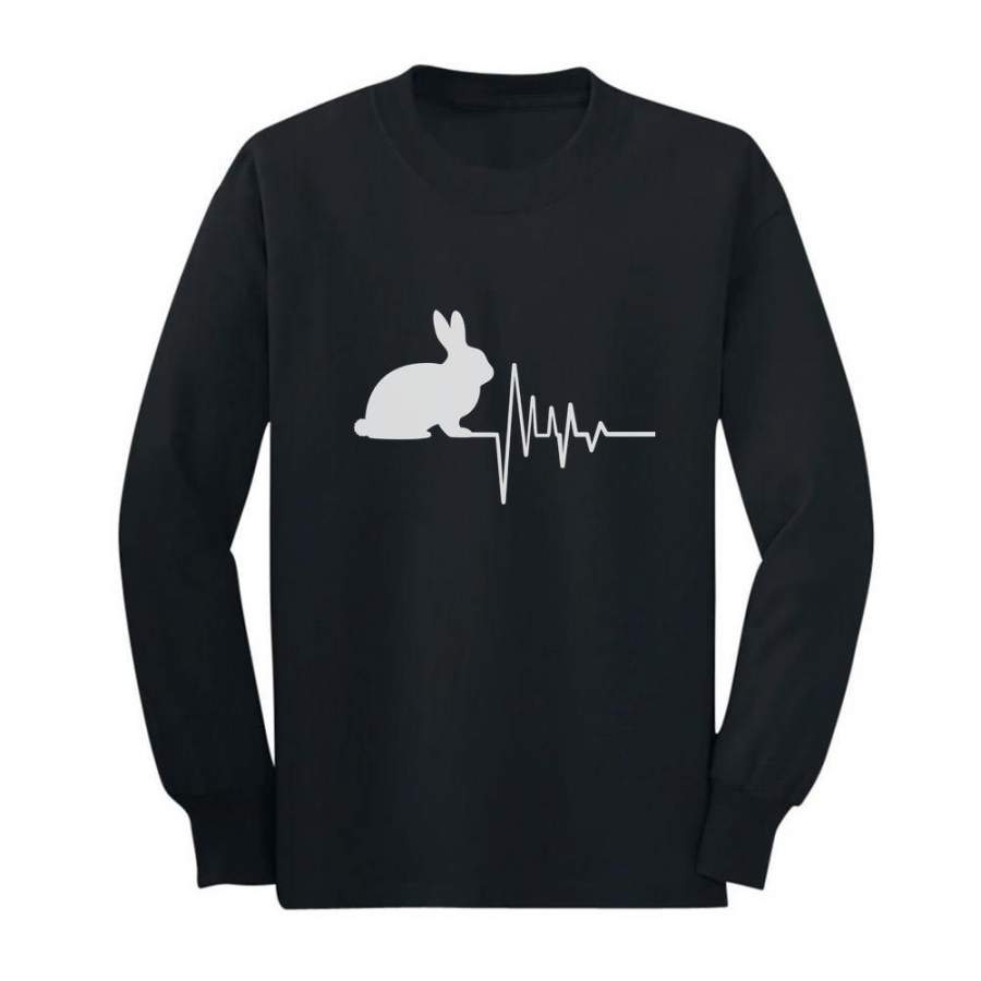 Rabbit Pulse Cute Easter Bunny Lovers Gift Idea Youth Kids Long Sleeve T-Shirt