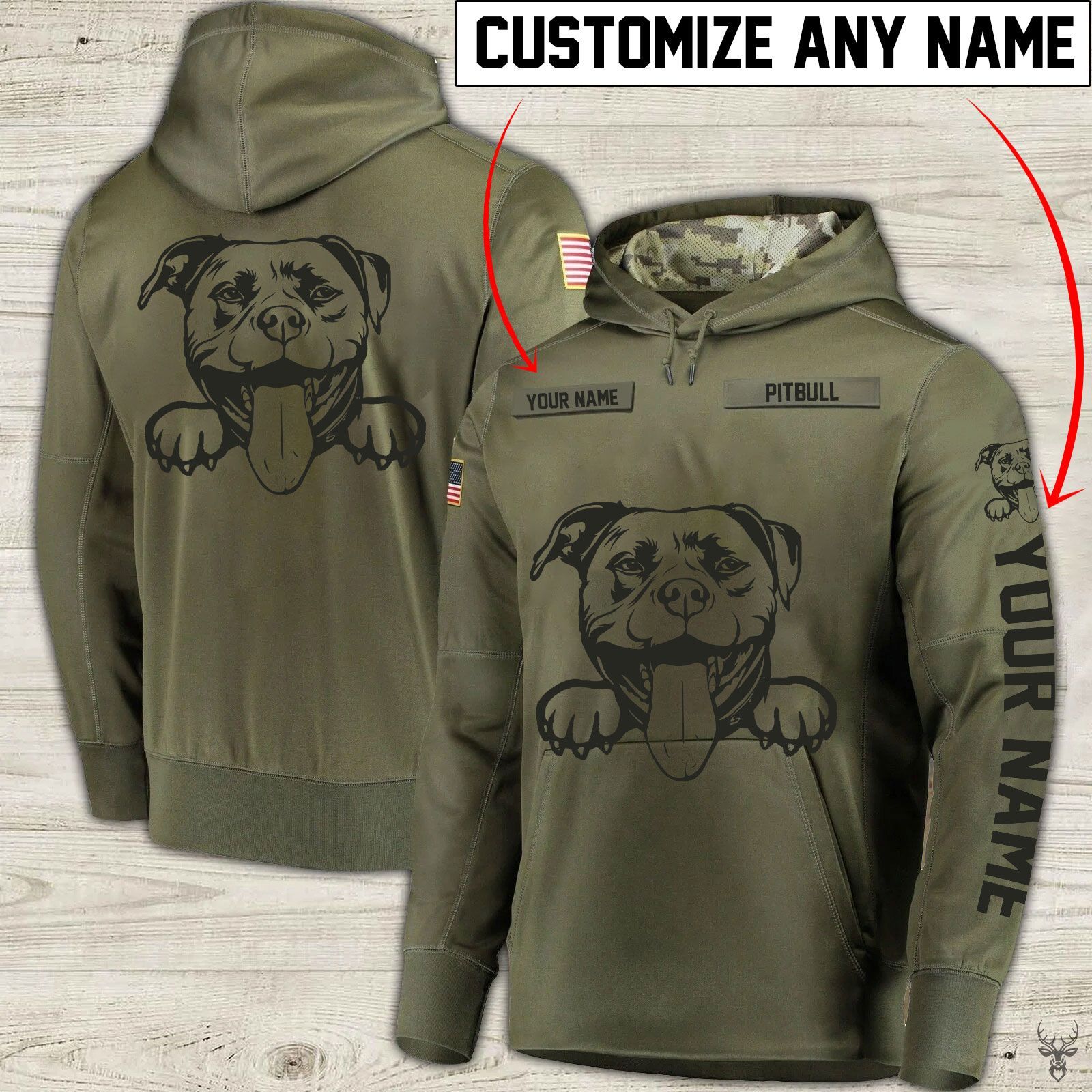 TJJ292009M94TY PITBULL CUSTOM NAME PULLOVER HOODIE QQ