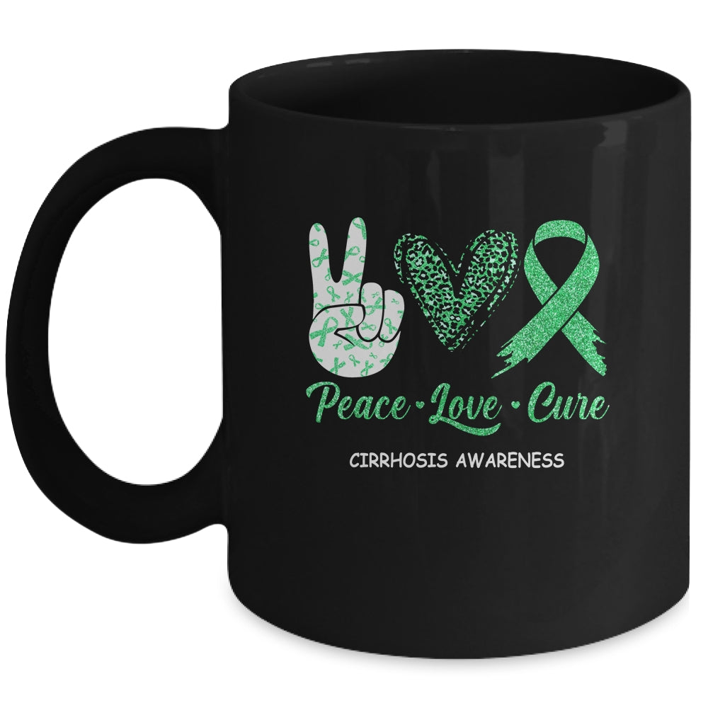 Cirrhosis Awareness Peace Love Cure Leopard Mug