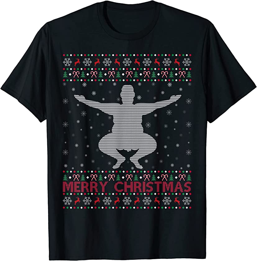 Ugly Christmas Sweater Style Sumo Xmas T-Shirt