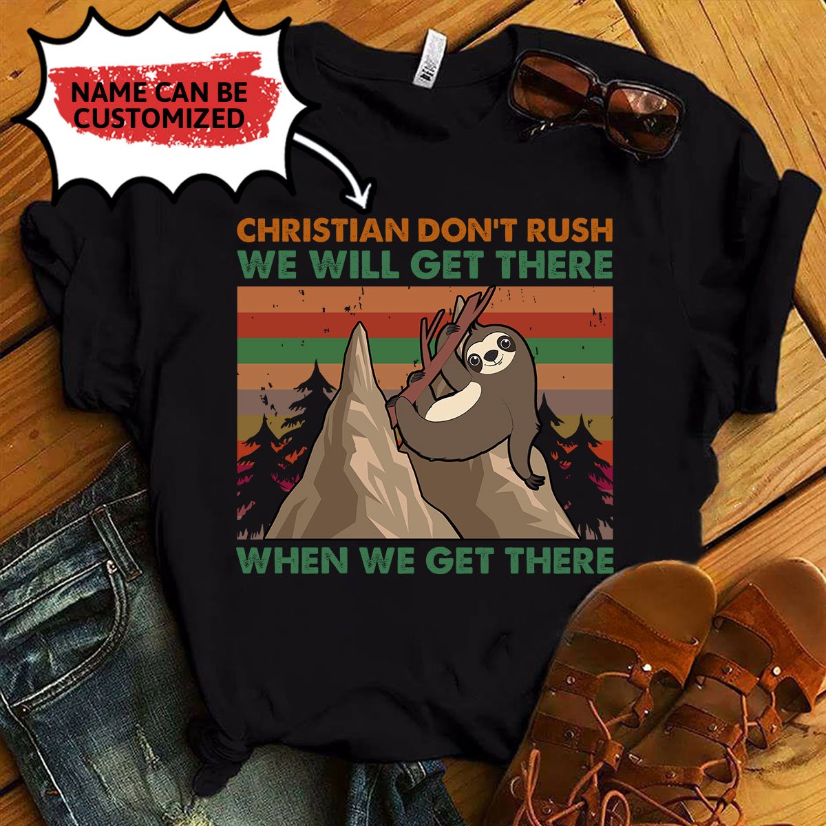 Personalized Tshirt Climber Sloth Don’t Rush