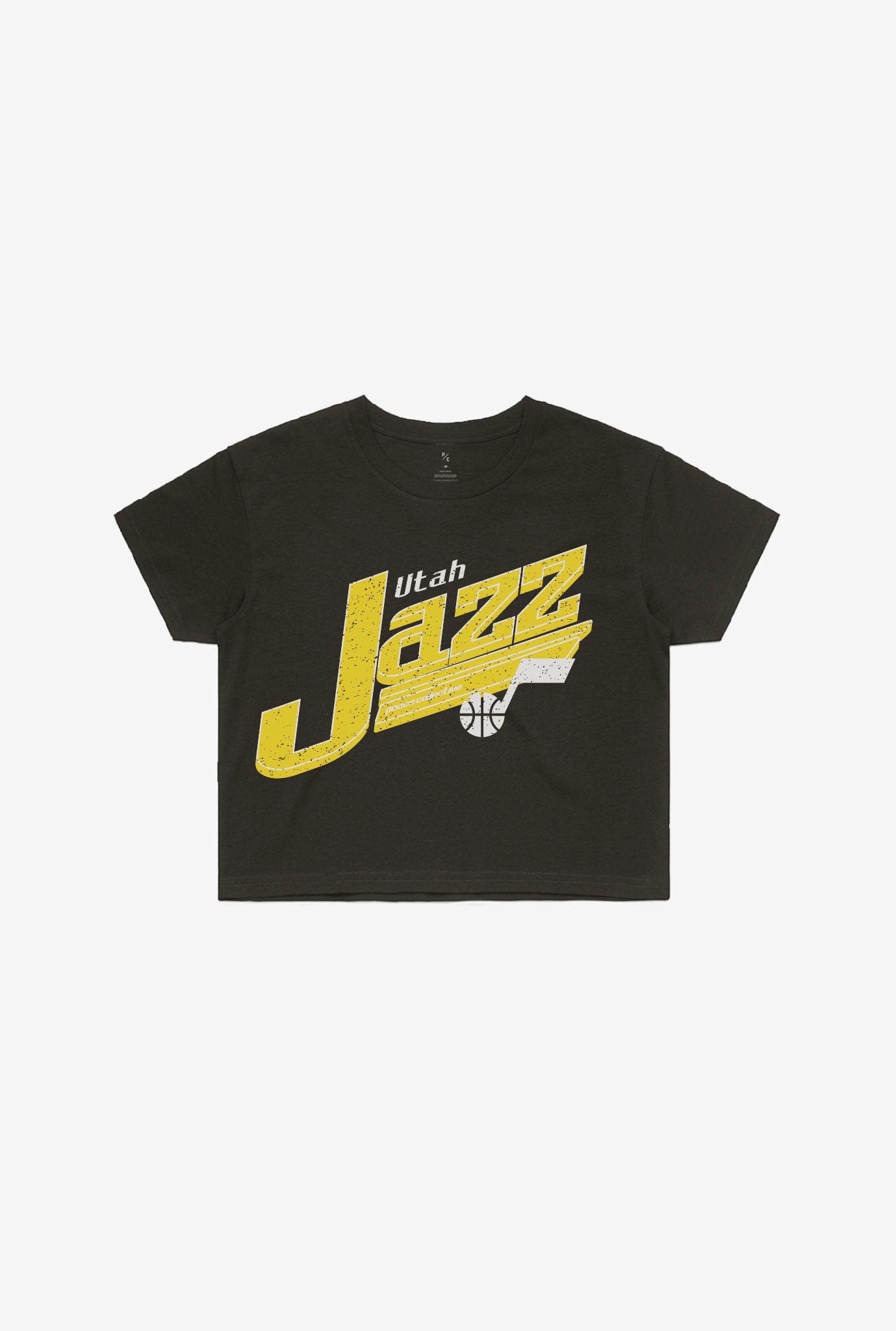 Utah Jazz Garment Dyed Cropped T-Shirt – Black