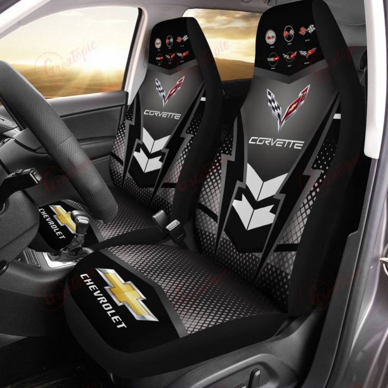 Chevrolet Corvette NCT Car Seat Cover (Set of 2) Ver 5 (Black)