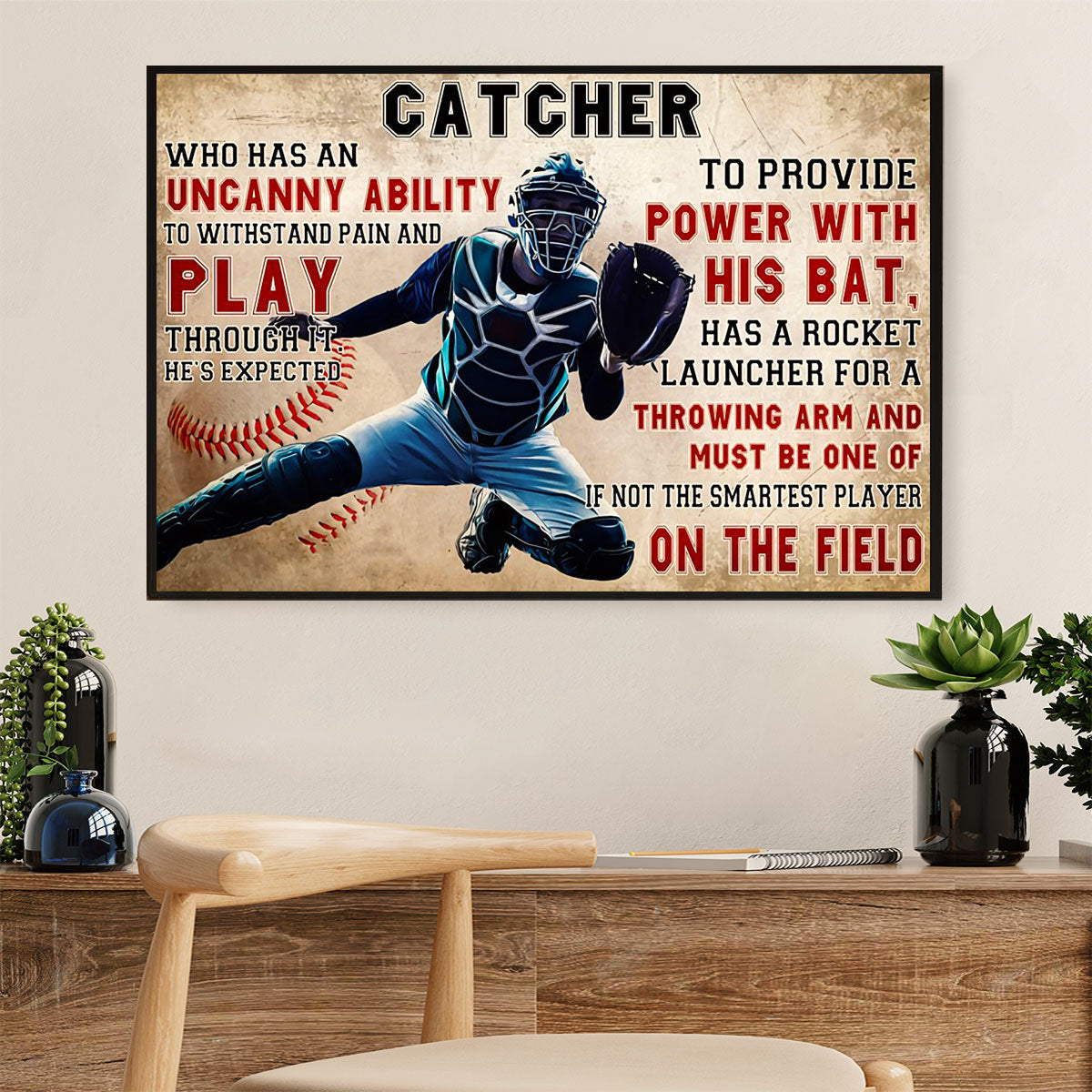 Baseball Canvas Wall Art Prints | Catcher Who Has | Home Décor Gift For Baseball Players