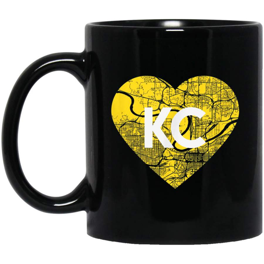 I Love Kansas City Football KC Heart Map Mug