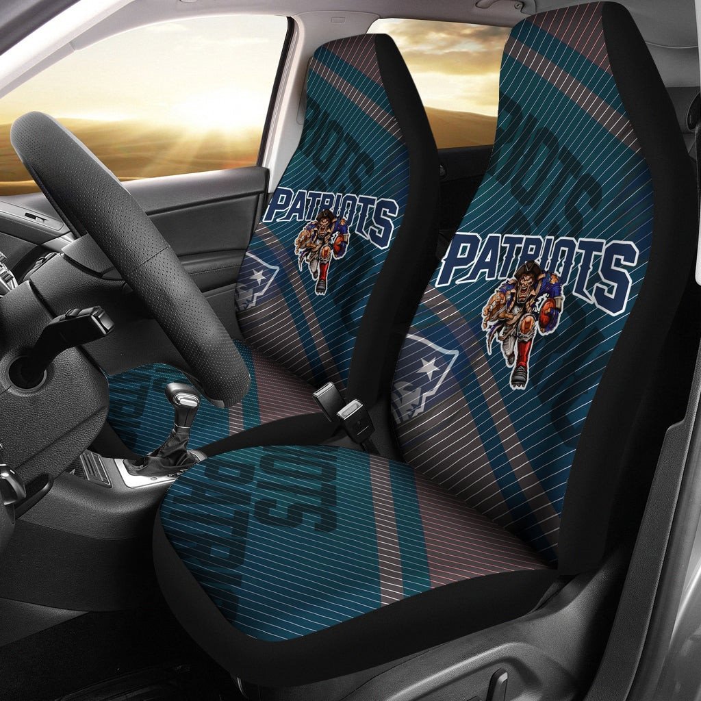 New England Patriots American Football Team  Big Player Man Holding Rugby Ball And Running Car Seat Covers