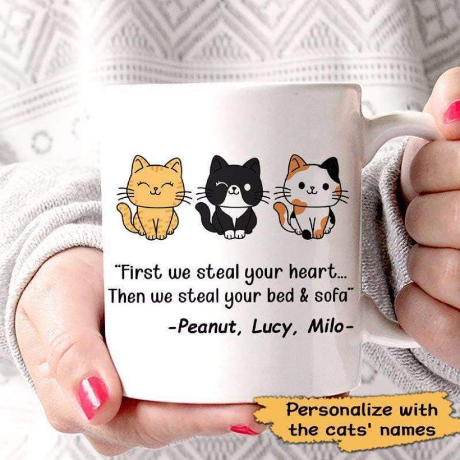 Cats Steal Your Heart Personalized Mug