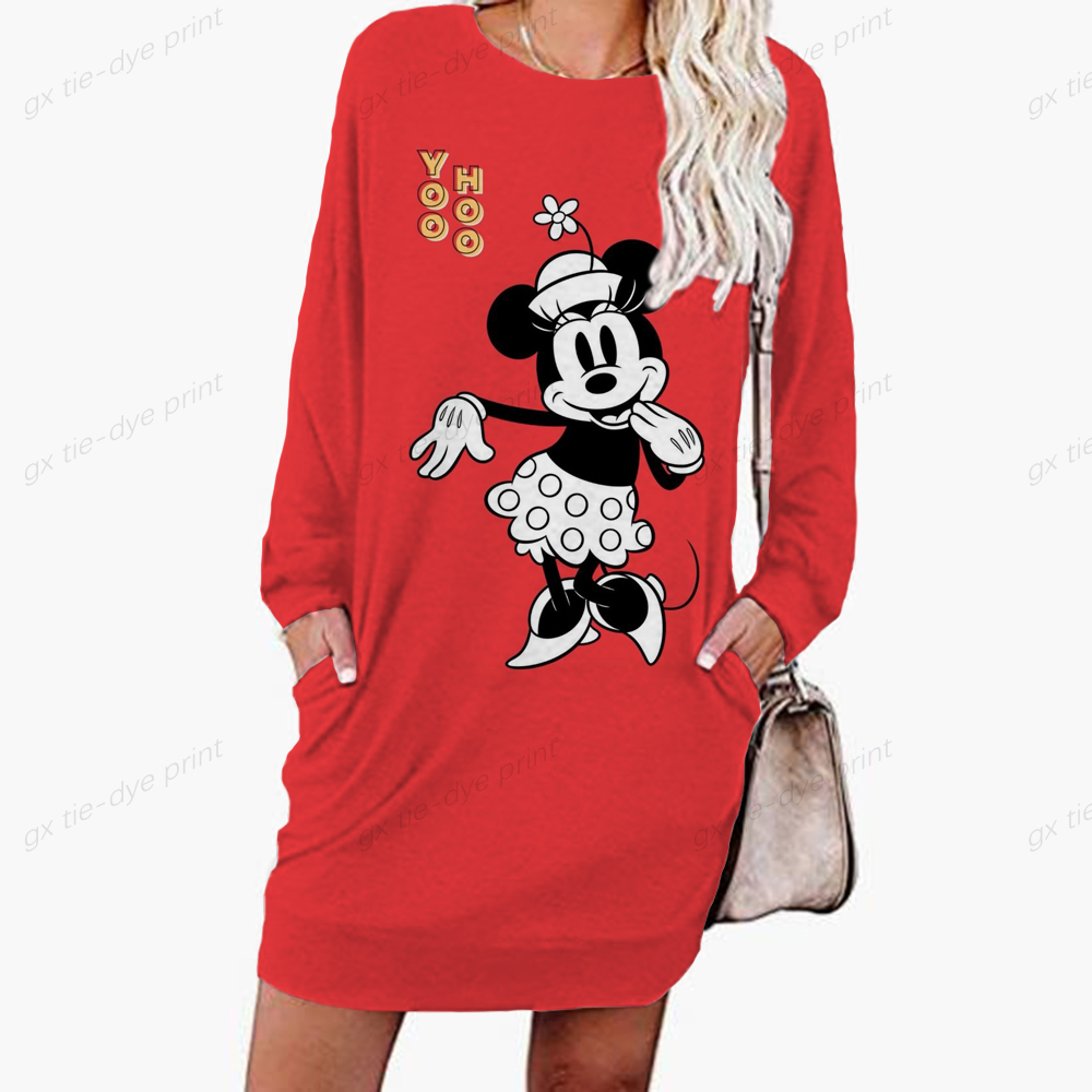 Spring Autumn Womens Sweatshirt 2022 O-neck Disney Mickey Minnie Print Harajuku Pullovers Multicolor Casual Woman Streetwear alx