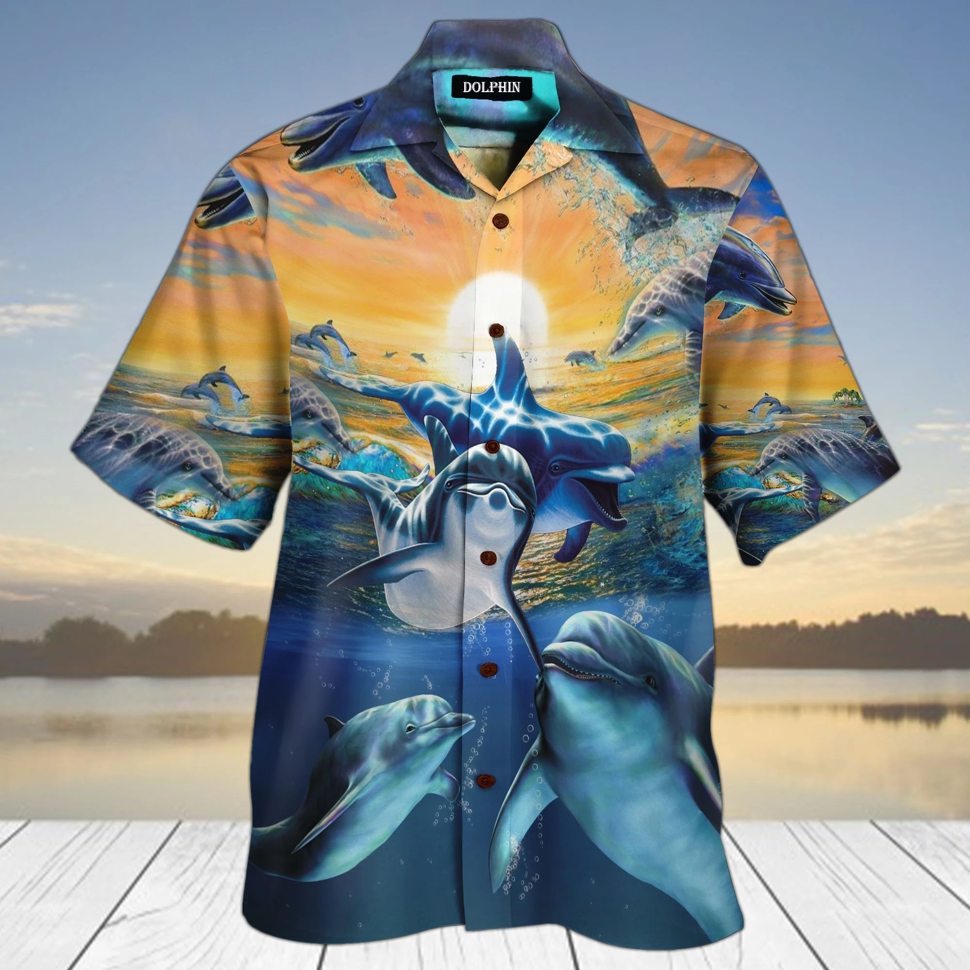 Dolphin Deep Sea Hawaiian Shirt  Unisex  Adult  Hw4248