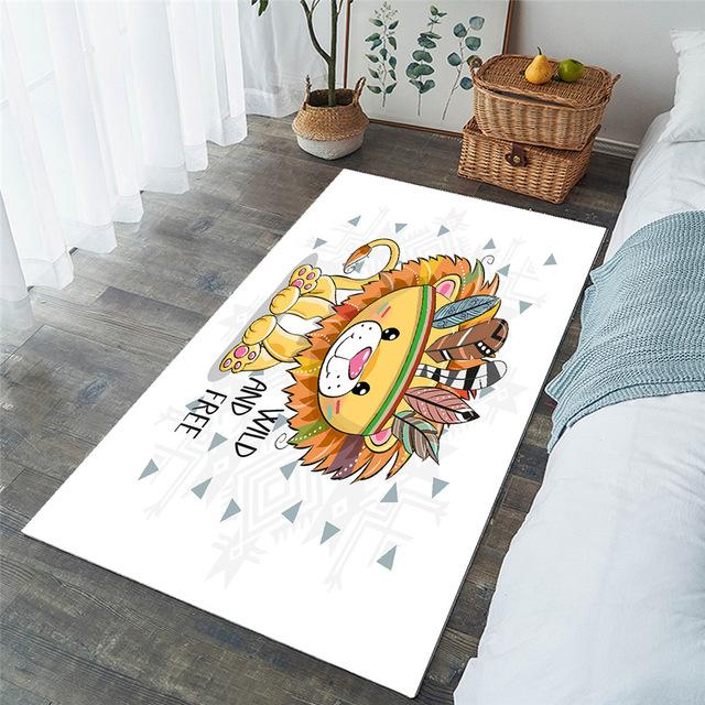 Wild And Free Cartoon Tribal Lion Rectangular Rug