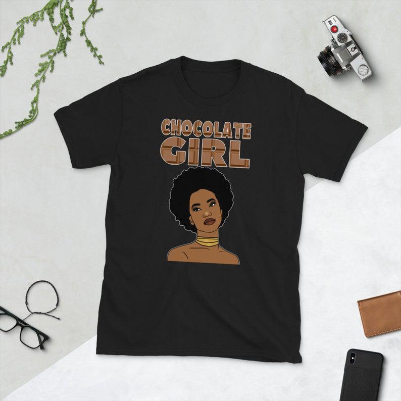 Melanin Tshirt Afro Chocolate Girl Black Queen Pride Short-Sleeve Unisex T Shirt