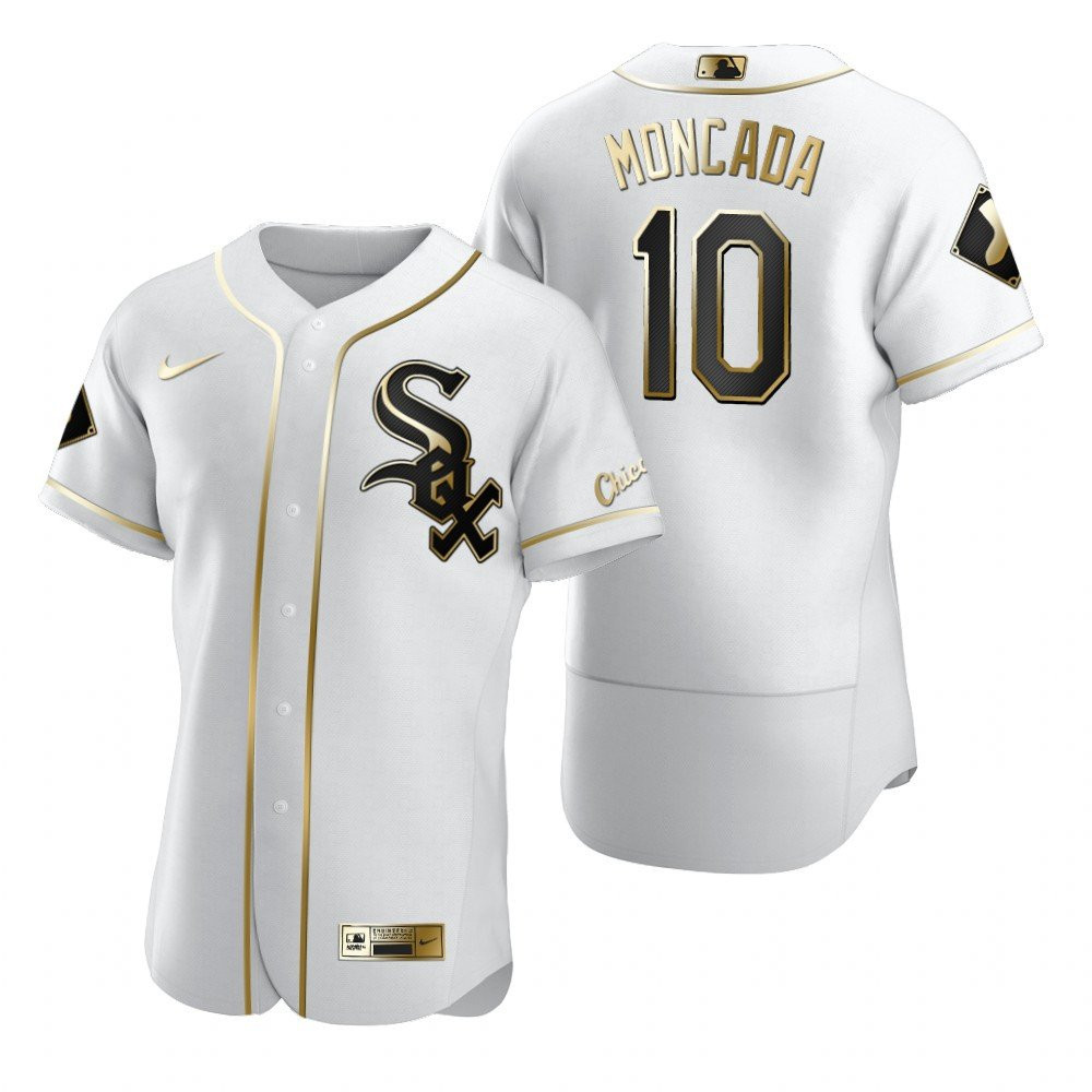 Chicago White Sox #10 Yoan Moncada MLB Golden Brandedition White Jersey Gift For White Sox Fans