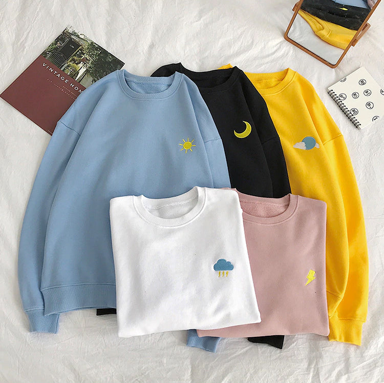 Weather Pocket Embroidery Sweatshirt