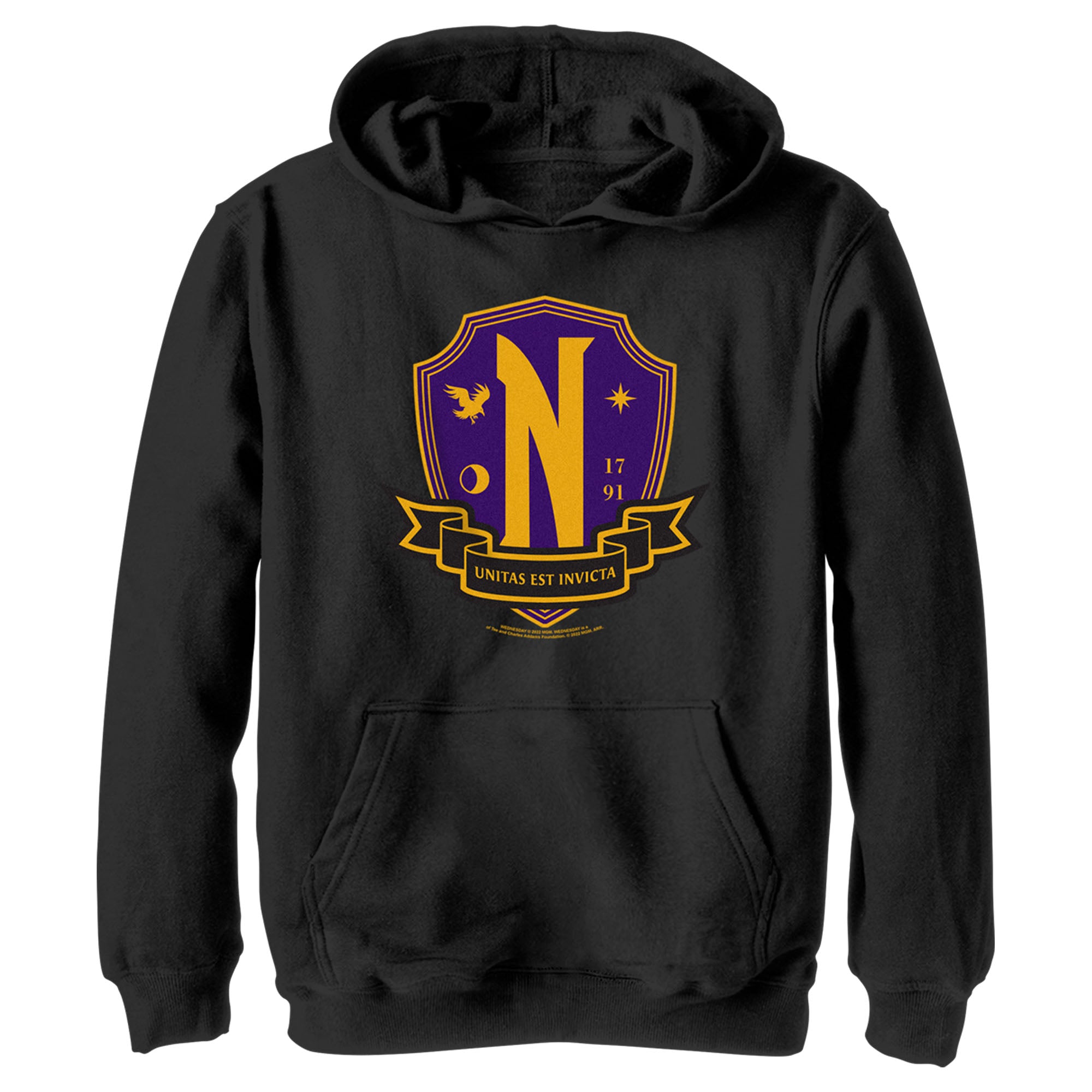 Boy’S Wednesday Nevermore Academy Crest Pull Over Hoodie