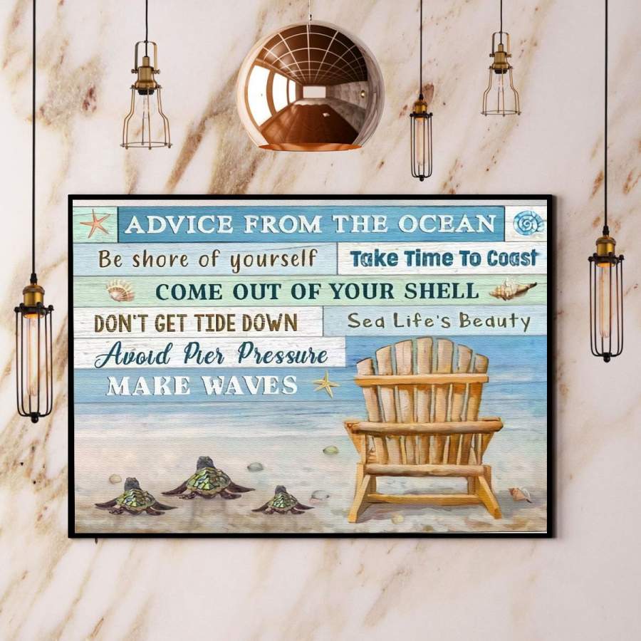 Advice from the ocean be shore of yourself take time to coast paper poster no frame/ wrapped canvas home decor full size