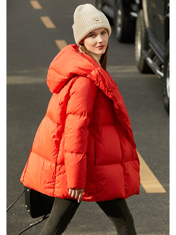 Amii Minimalism Winter Coats and Jackets Women Fashion Hooded White Duck Down Coat Warm Thicken Overcoat Female Jacket 12120285 alx