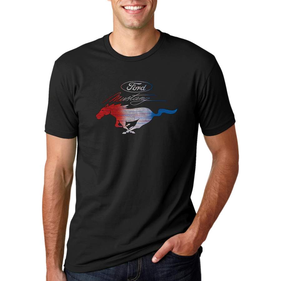 Classic Ford Mustang USA Vintage Silver Car Logo Cars and Trucks Graphic T-Shirt