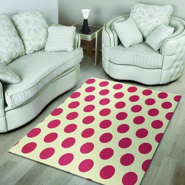 White And Red Polka Dot Area Rug