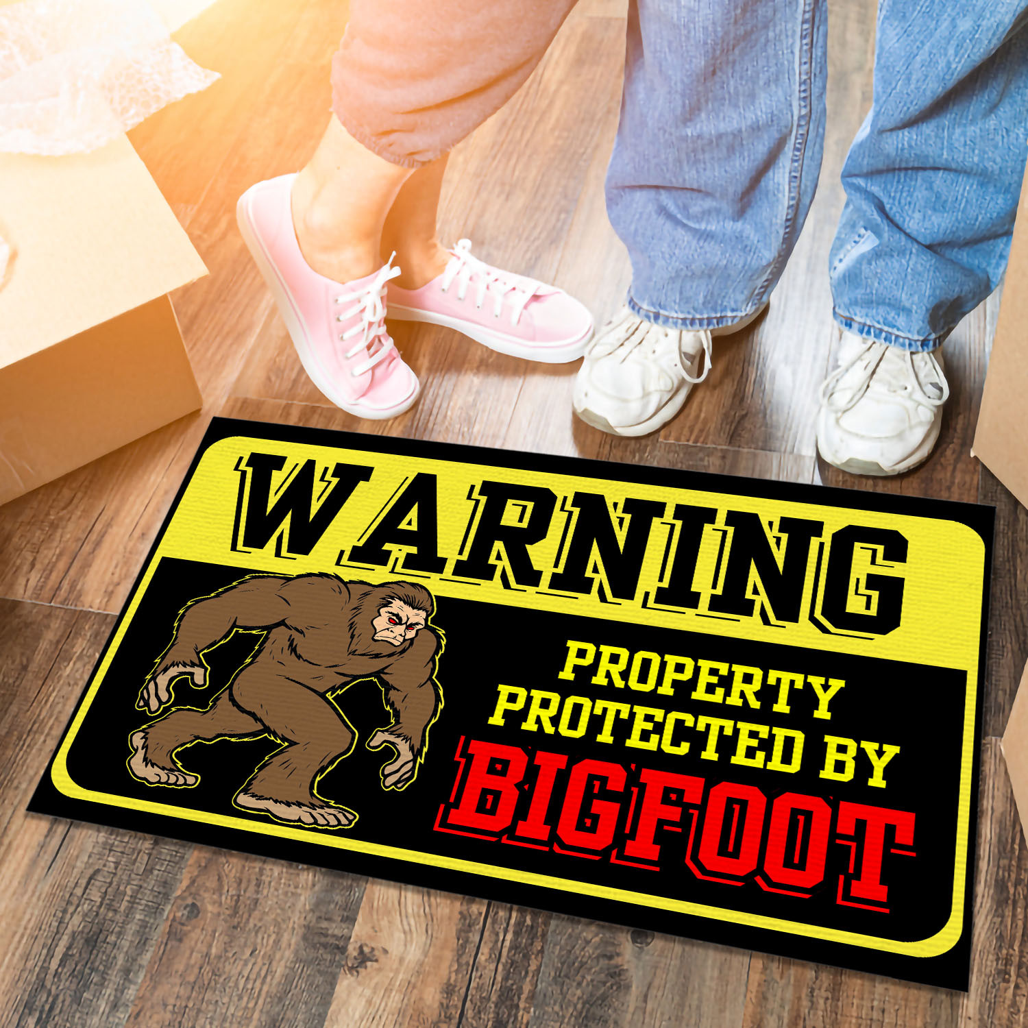 Warning Property Protected By Big-Foot Outdoor Indoor Doormat – Funny Sasquatch Door Mat Entry Rug Evg43270