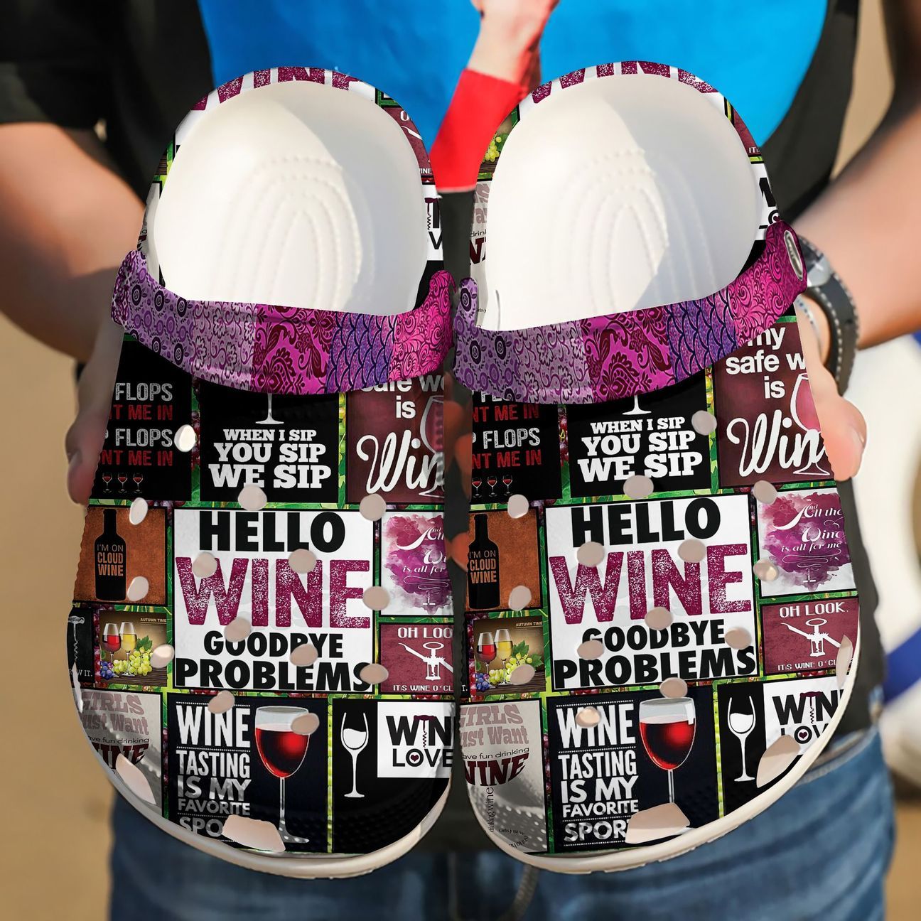 Wine Personalized Clog, Custom Name, Text, Color, Number Fashion Style For Women, Men, Kid, Print 3D Hello Wine