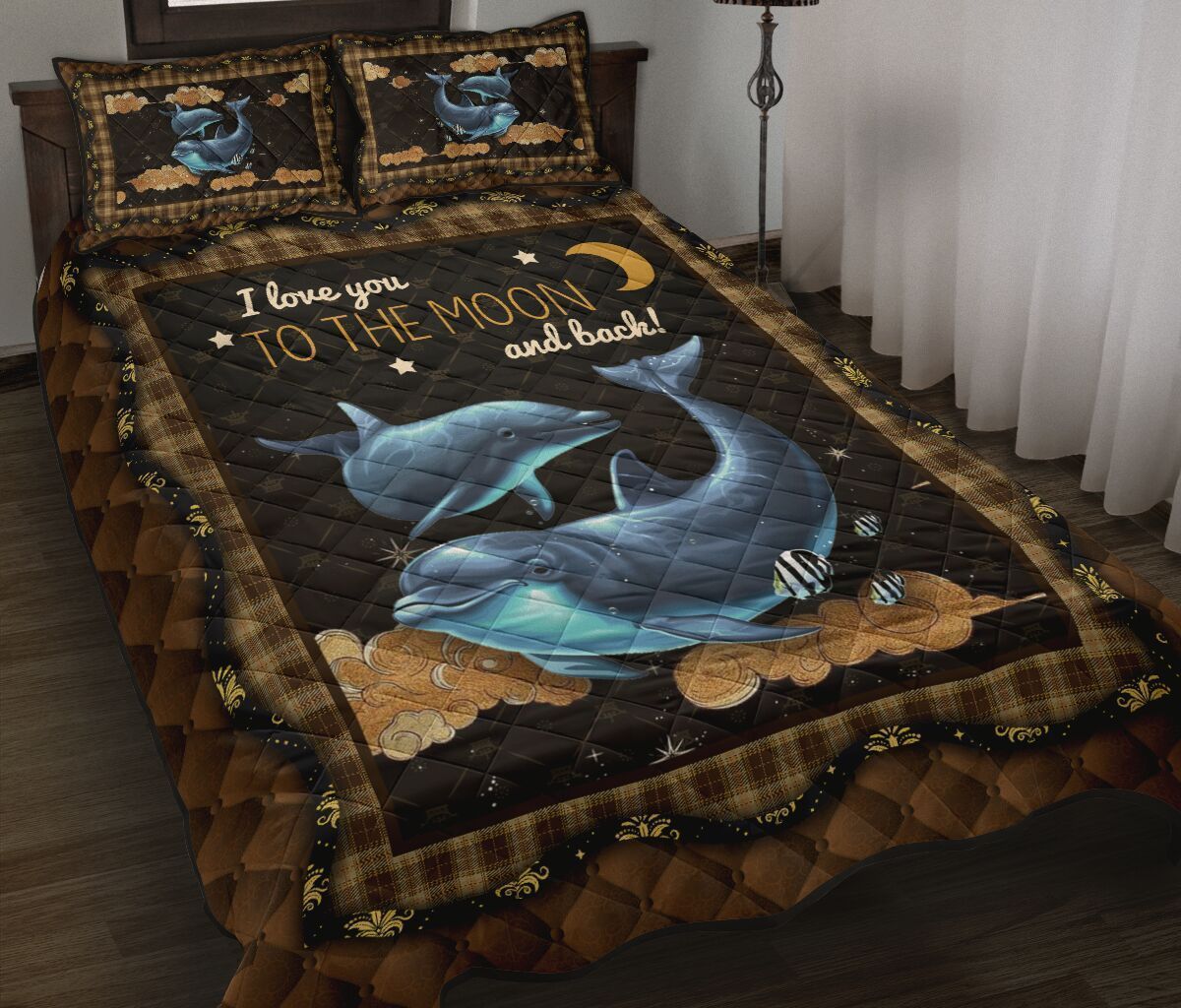 DOLPHIN – LOVE YOU TO THE MOON QUILT BED SET TTTDOL14042008