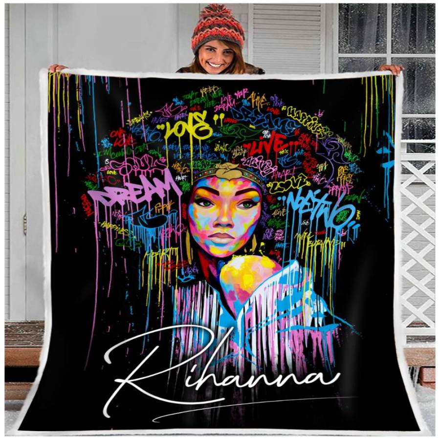 ZALOOO Personalized Name African American Blanket