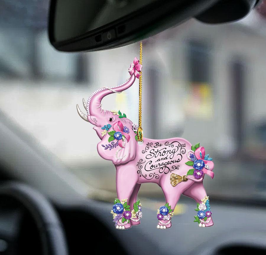 Fun Car Decor Elephant Strong And Courageous Elephant Lovers Two Sided Ornament