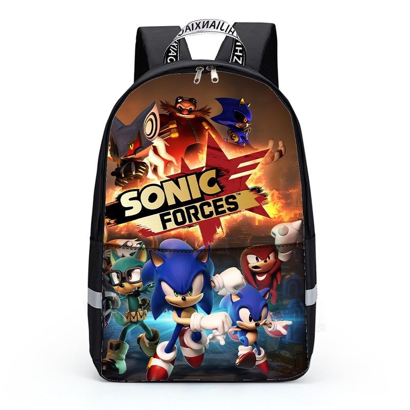 3 In 1 School Backpacks Teens Girls Boys Preschool Shoulder Bagpack+Cooler Warm Lunch Pouch+Zipper Closure Pencil Case Cool Sonic The Hedgehog Bookbags