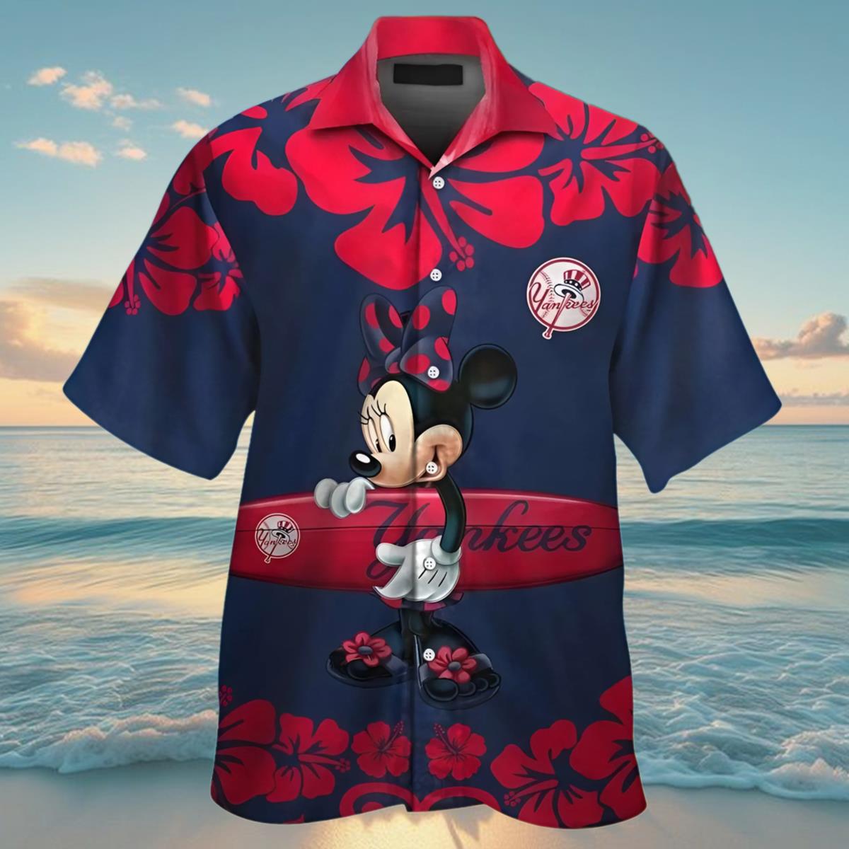 Ny Yankees Hawaiian Shirt With Minnie Mouse Hibiscus