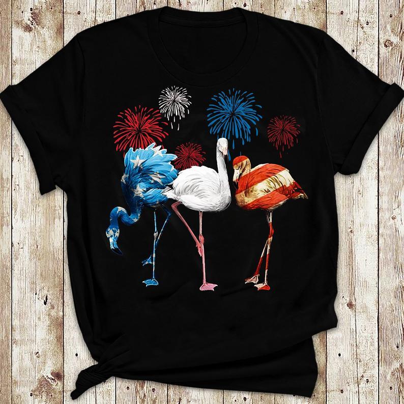 American Flamingo Usa Flag 4th Of July T Shirt Standard/Premium T-Shirt Hoodie