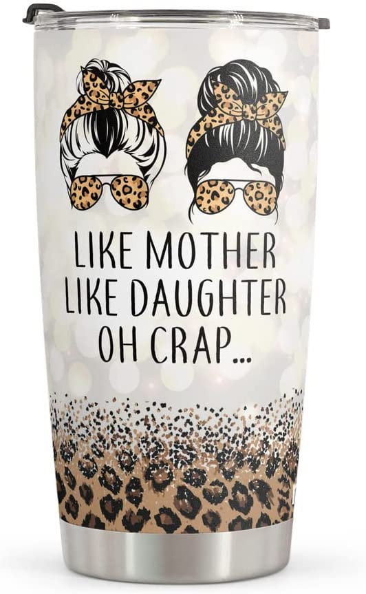 Mom Tumbler  Mothers Day Gifts – Birthday Christmas Gifts For Mom  Mom Gifts From Daughter – Gifts For Mom  Gifts For Daughter Stainless Steel Like Mother Like Daughter Leopard