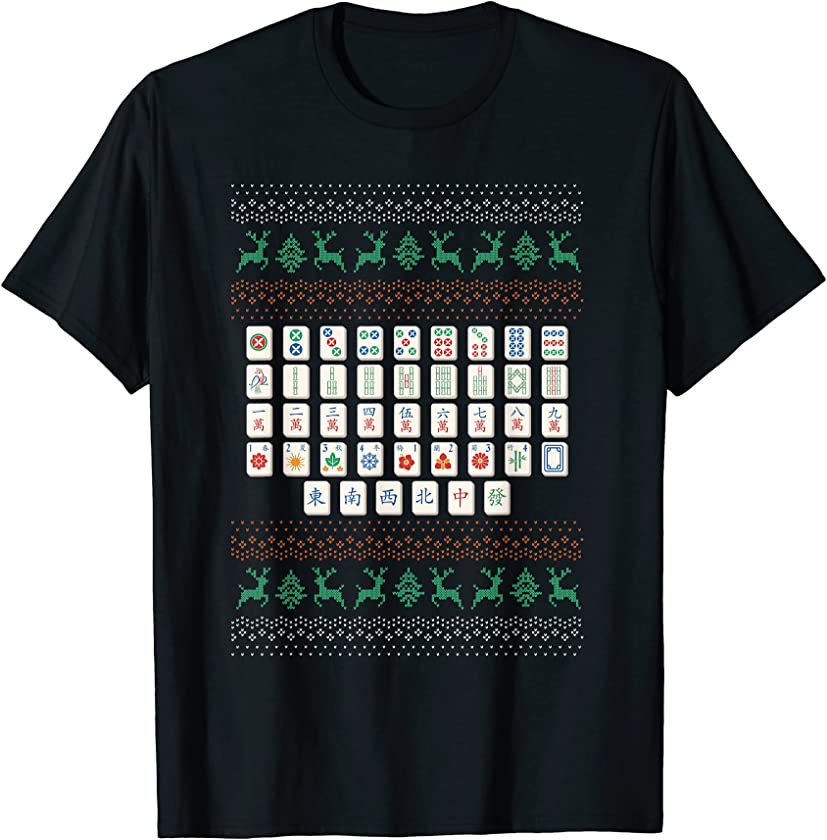 Ugly Christmas X-Mas Santa Claus New Year Mahjong Player T-Shirt