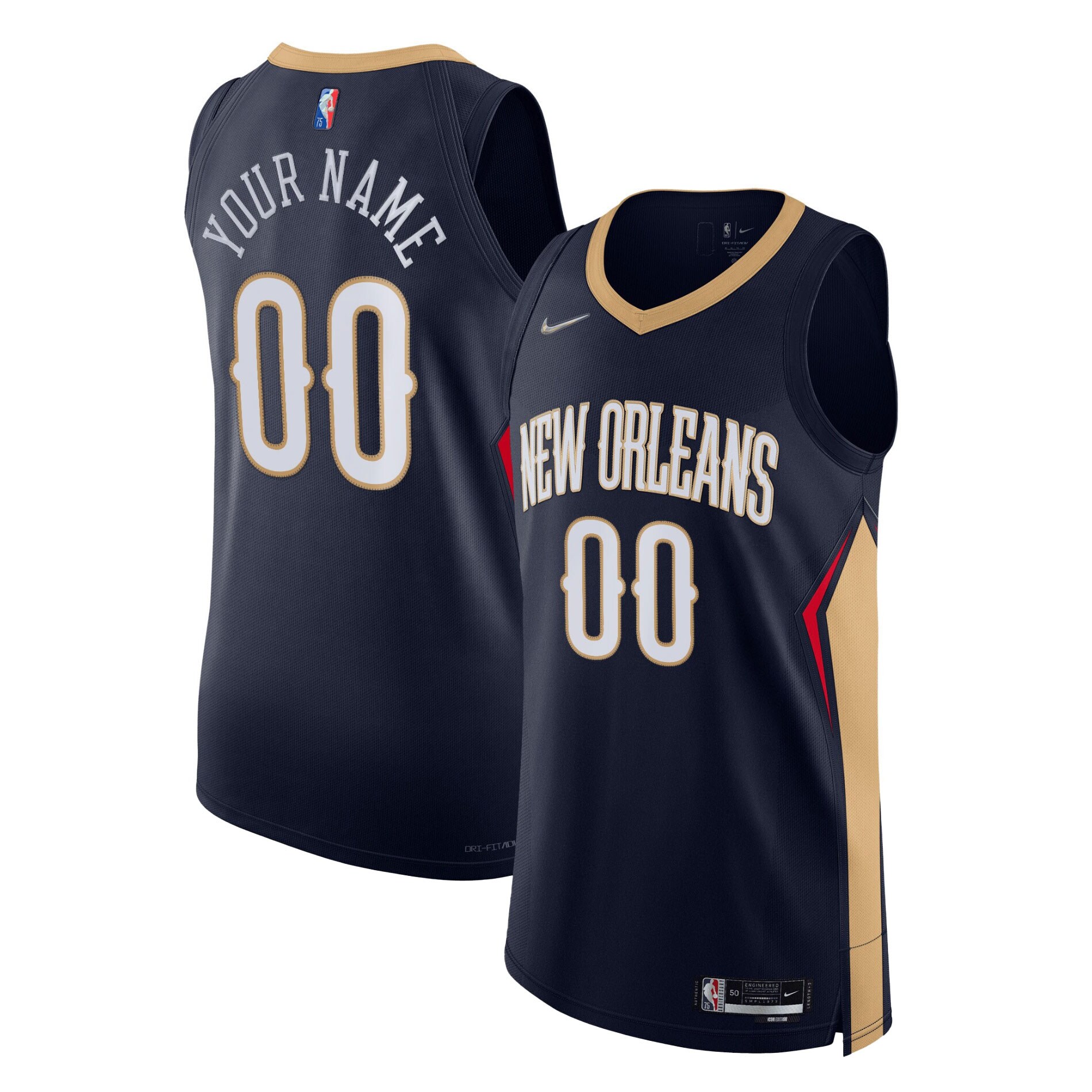 New Orleans Pelicans 2021/22 Diamond Authentic Custom Jersey – Icon Edition – Navy