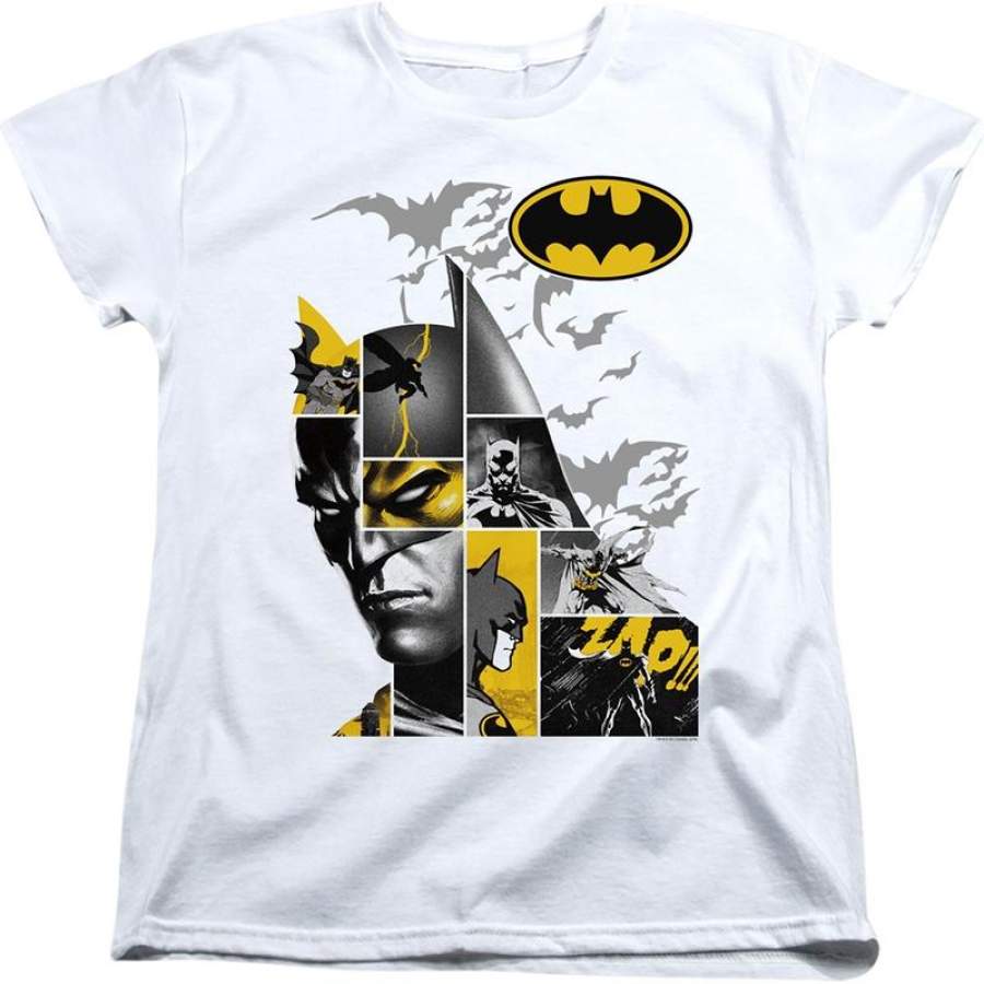 Womens Caped Crusader Collage Batman Shirt