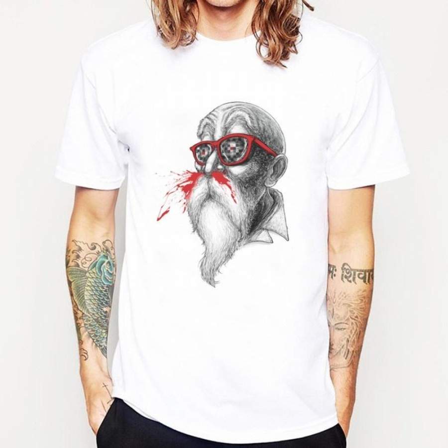 Fashion Summer Hot Sales Man Boy Boys O-Neck White Tee Old Man Print Men’S T-Shirt Men Clothing Tops