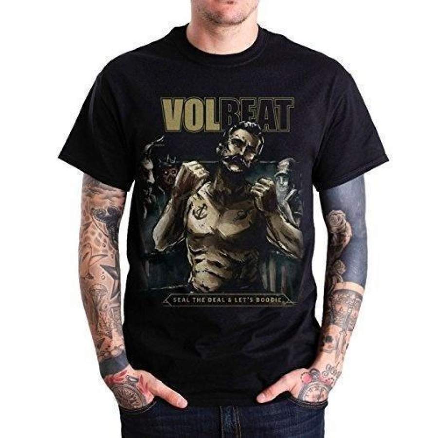 Volbeat SEAL THE DEAL & LET’S BOOGIE Album Cover Mens Black T-Shirt